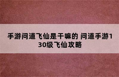 手游问道飞仙是干嘛的 问道手游130级飞仙攻略